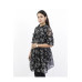 Black/White Floral Printed Sheer Short Dress For Women BGHB-29