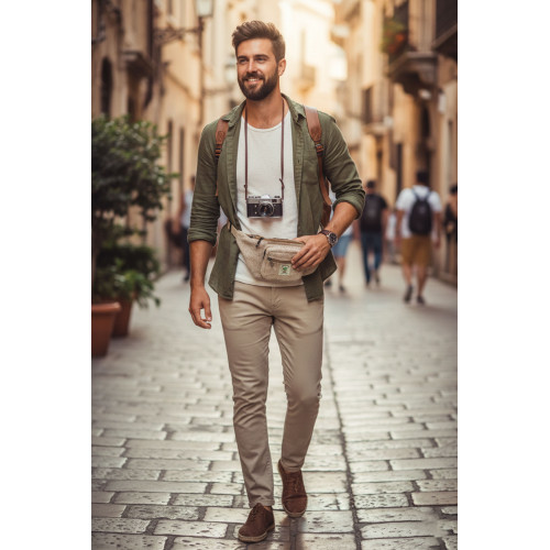 Secure Travel Money Belt | Artisan-Crafted Hemp Waist Bag from Kathmandu AP-05