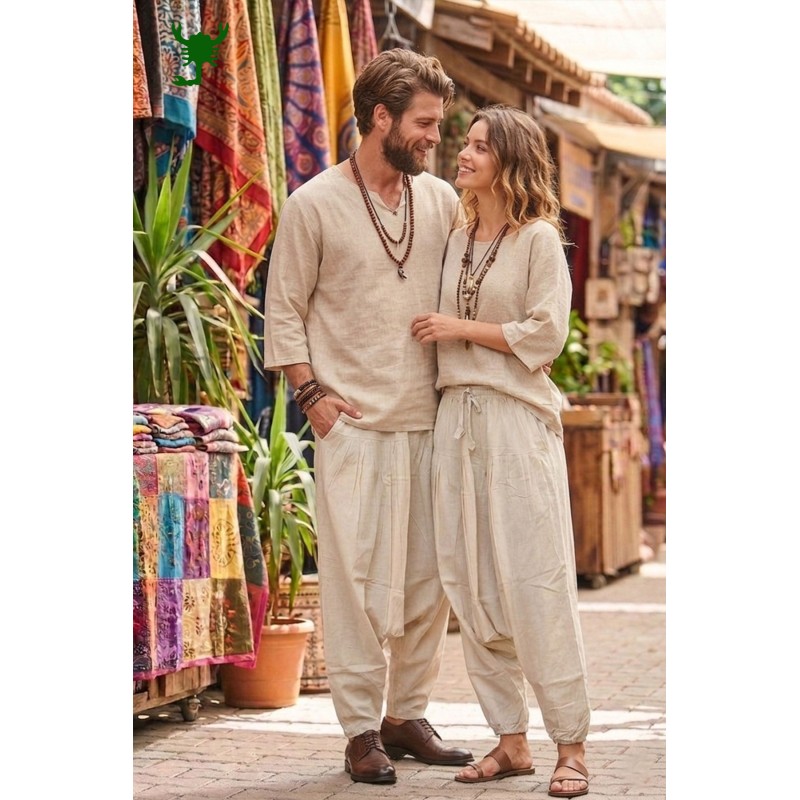 Unisex Hemp Harem Pants – Breathable Aladdin Trousers HCT-03