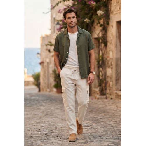 Unisex Eco-Friendly Hemp Cargo Pants | Casual Drawstring Trousers with Side Pockets HCT-07