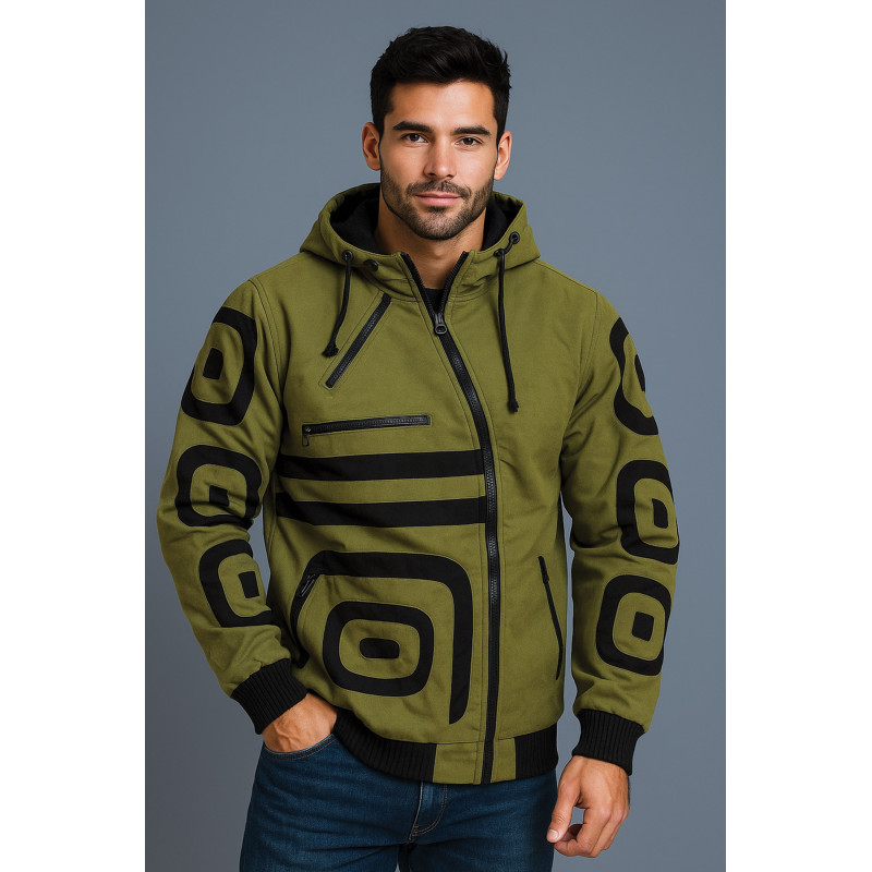 Urban Hooded Jacket with Geometric Design CPJ-181