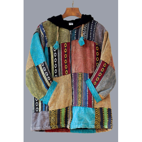 Handmade Patchwork Fleece Jacket - Colorful Design S-46