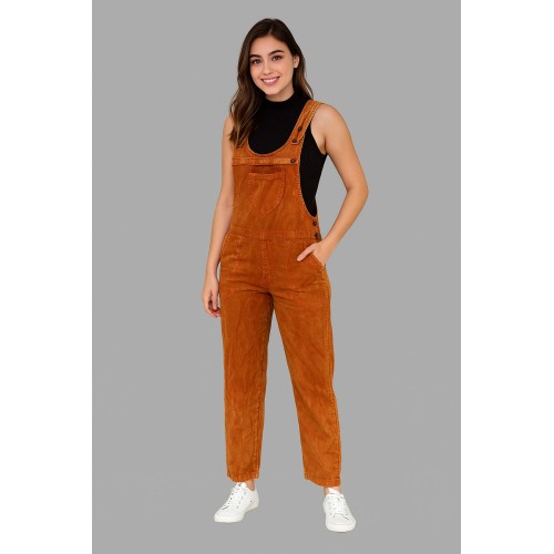 Women's Stonewashed Cotton Overalls | Vintage Look Adjustable Strap Dungarees Jumpsuit SW-11
