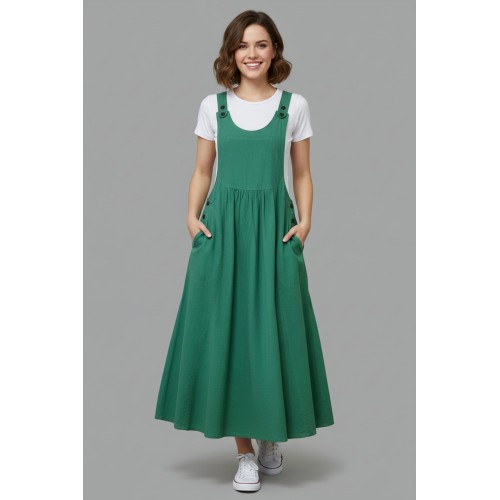 Women's Relaxed Fit Overall Jumpsuit | Pink Linen-Blend Casual Dungarees Z-06