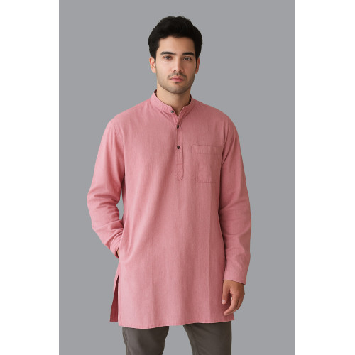 Men's Full Sleeve Cotton Kurta with Stand Collar Z-18