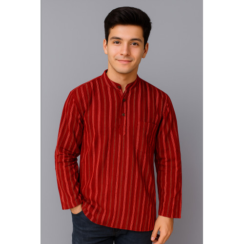 Men's Solid Kurta Shirt with Woven Collar and Placket CAM-02