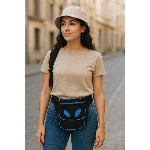 Alien Hip Bag with Glow-in-the-Dark Eyes Unique Money Belt for Travel and Daily Use CMB