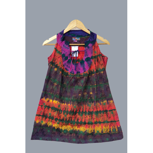Vibrant Tie-Dye Floral Sleeveless Top for Women – Casual Summer Style