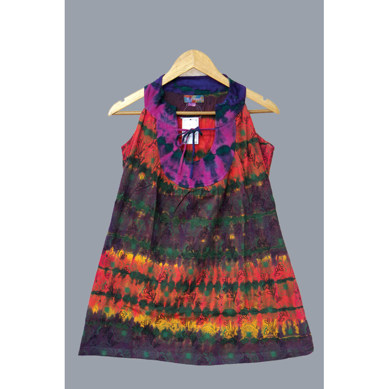 Vibrant Tie-Dye Floral Sleeveless Top for Women – Casual Summer Style