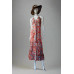 Women's Bohemian Maxi Dress – Flowy Tie Front with Slit DR-25