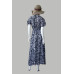Women's Bohemian Maxi Dress – Flowy Tie Front with Slit DR-25
