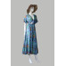 Women's Bohemian Maxi Dress – Flowy Tie Front with Slit DR-25