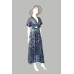 Women's Bohemian Maxi Dress – Flowy Tie Front with Slit DR-25