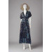 Women's Bohemian Maxi Dress – Flowy Tie Front with Slit DR-25