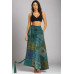 Artisan Printed Patchwork Long Skirt - Earthy Blue & Green Tones PM-02