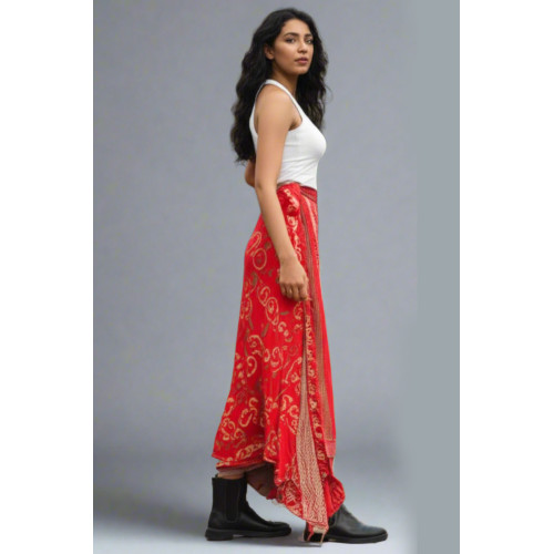 Women's Floral/Butterfly Print Wrap Skirt - Boho Summer Maxi SK-11