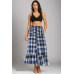 Buffalo Check Ruffle Hem Midi Skirt | Casual Flowy Plaid Skirt for Women Z-26