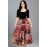 Bohemian Floral Print Midi Skirt - Tie-Dye A-Line Summer Skirt SW-38