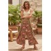 Boho Paisley Printed Silk Palazzo Pants with Wrap Overlay UC-01A