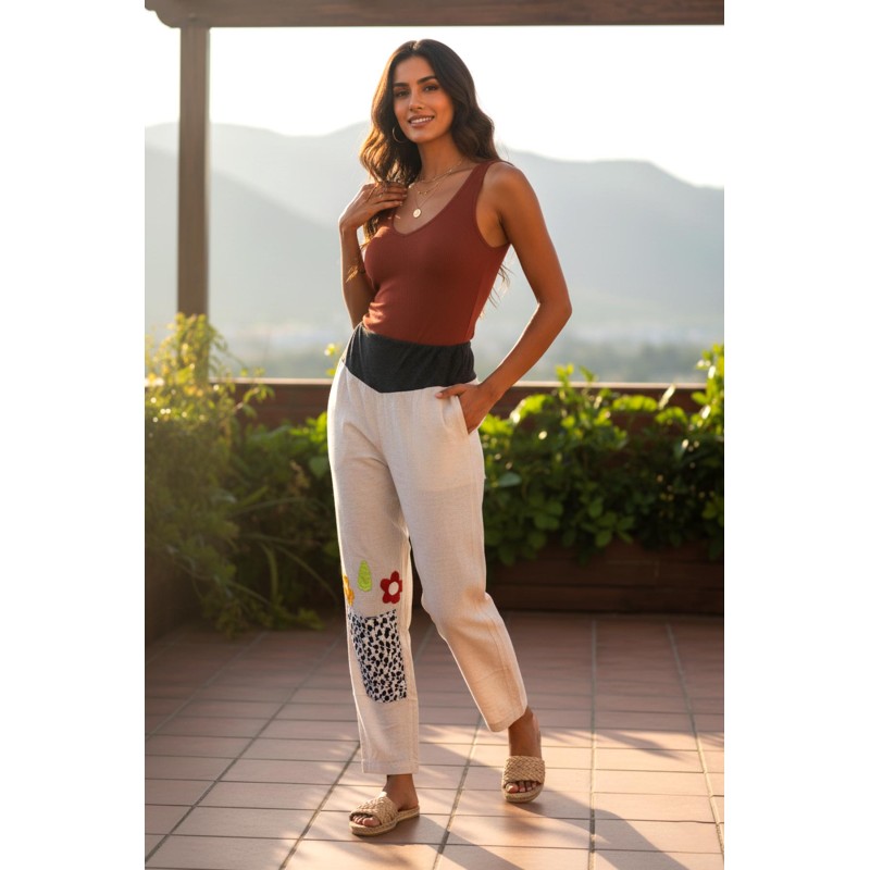 Freak Street Cotton Patchwork Trousers – Plain Base with Stylish Design Patches BGHB-122