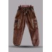 Boho Tribal Patchwork Brown Cargo Trousers | Ethnic Utility Pants FSGI-77