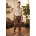 Boho Tribal Patchwork Brown Cargo Trousers | Ethnic Utility Pants FSGI-77