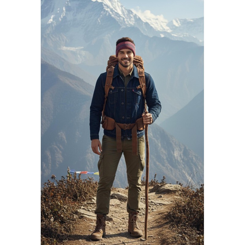 Handmade Boho Multicolor Knit Headband – Hippie Festival Hair Wrap & Winter Ear Warmer RH-02